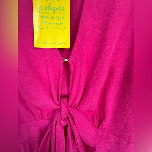 Farm Rio Allegris Fuscia Tie Front Flutter Dress SZ 8 NWT - Picture 4 of 10